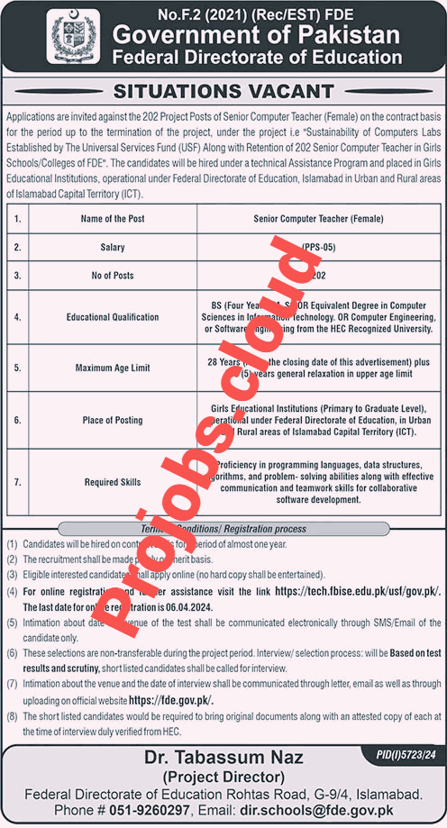 Latest FDE Jobs 2024 in Pakistan Online Apply